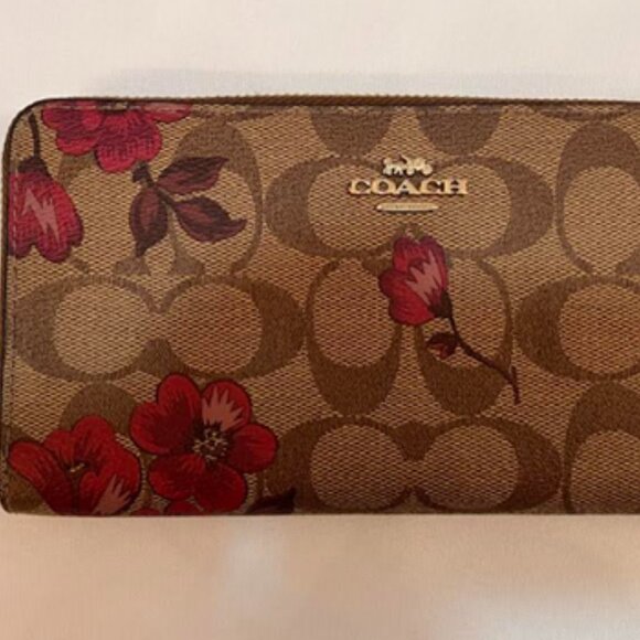 Coach Prairie Satchel & Accord. Wallet Victorian Floral Khaki Berry - Picture 9 of 12